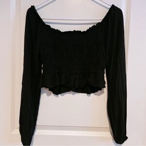 URBAN OUTFITTERS Black Ruffled Blouse